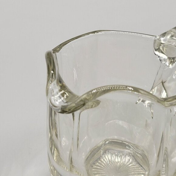 Pressed Glass Open Sugar and Creamer Set Vintage Wide Panels Heavy Thick Glass - Picture 7 of 9